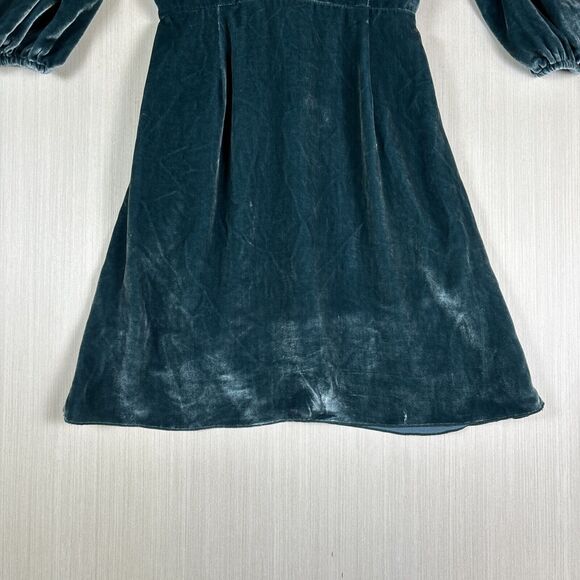 Aritzia Wilfred‎ Lyric Women's Dress Sz 0 Green Velvet Silk Blend Mini Faux Wrap - Picture 11 of 12